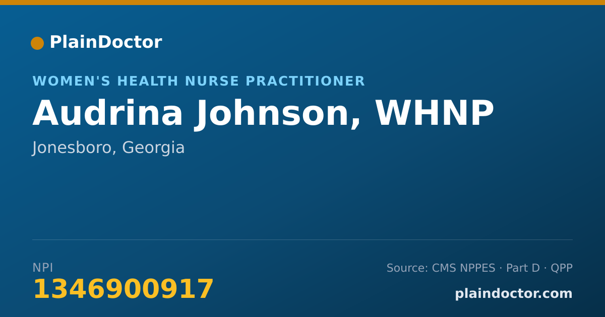 Shareable card for Audrina Johnson, WHNP - Women's Health Nurse Practitioner, Jonesboro, GA