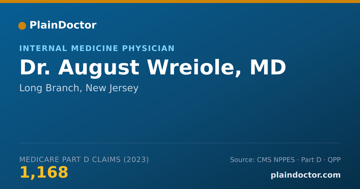Shareable card for August Wreiole, MD - Internal Medicine Physician, Long Branch, NJ