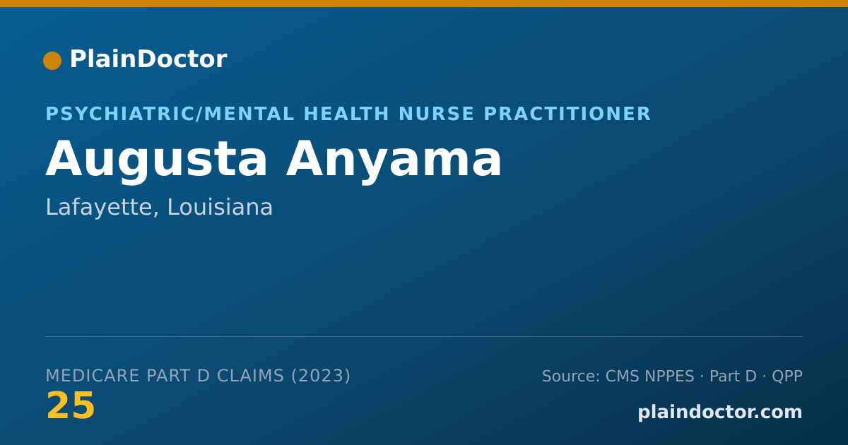 Shareable card for Augusta Anyama - Psychiatric/Mental Health Nurse Practitioner, Lafayette, LA