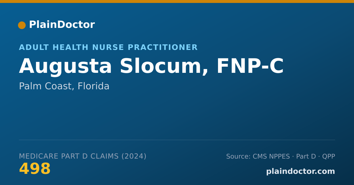 Shareable card for Augusta Slocum, FNP-C - Adult Health Nurse Practitioner, Palm Coast, FL