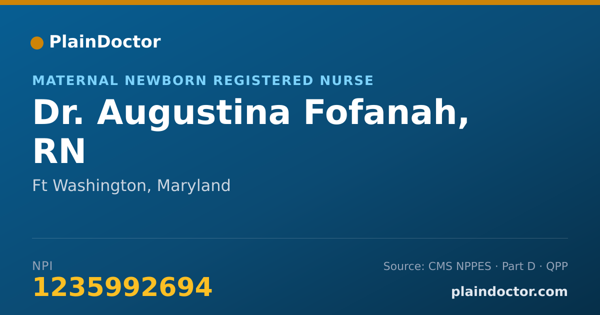 Shareable card for Augustina Fofanah, RN - Maternal Newborn Registered Nurse, Ft Washington, MD