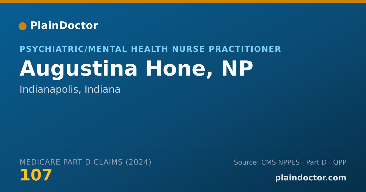 Shareable card for Augustina Hone, NP - Psychiatric/Mental Health Nurse Practitioner, Indianapolis, IN