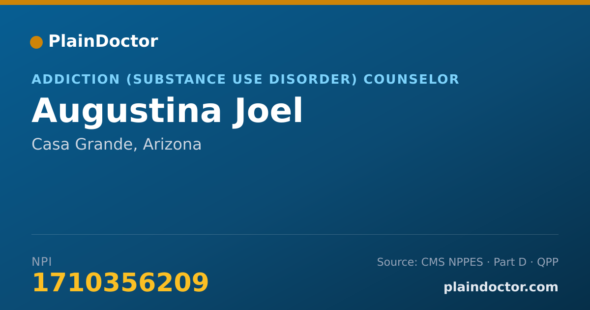 Shareable card for Augustina Joel - Addiction (Substance Use Disorder) Counselor, Casa Grande, AZ