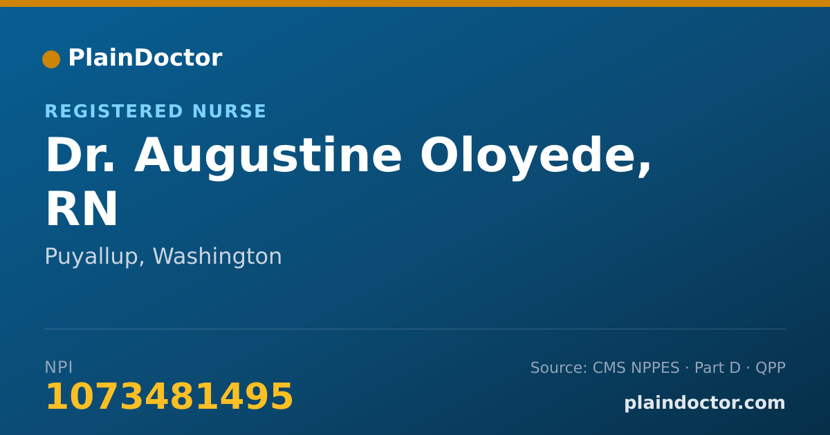 Shareable card for Augustine Oloyede, RN - Registered Nurse, Puyallup, WA