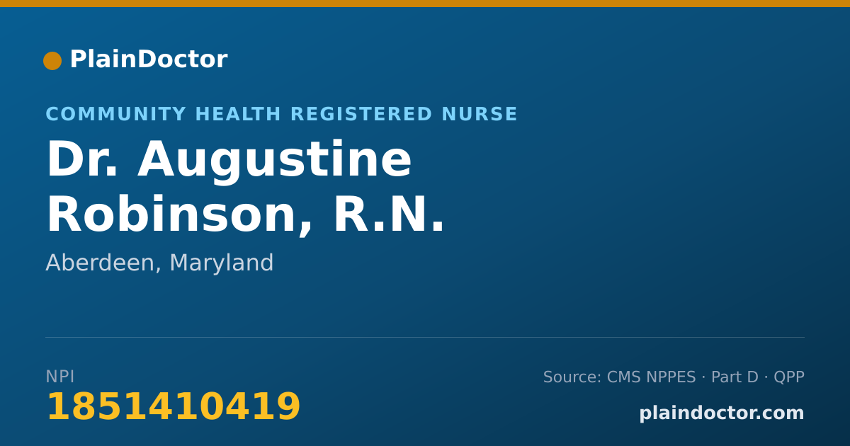 Shareable card for Augustine Robinson, R.N. - Community Health Registered Nurse, Aberdeen, MD