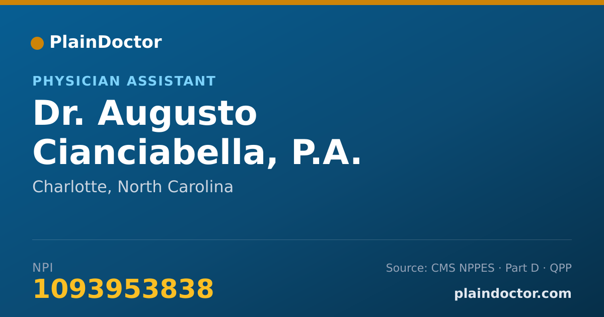 Shareable card for Augusto Cianciabella, P.A. - Physician Assistant, Charlotte, NC