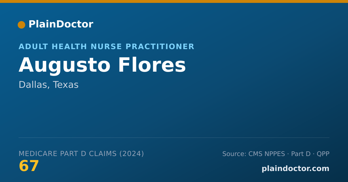 Shareable card for Augusto Flores - Adult Health Nurse Practitioner, Dallas, TX