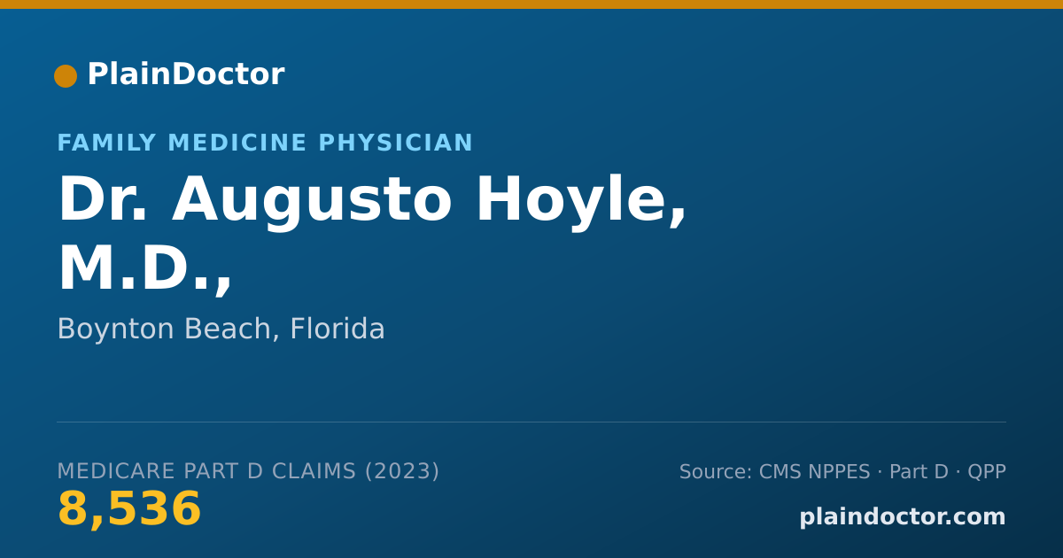 Shareable card for Augusto Hoyle, M.D., - Family Medicine Physician, Boynton Beach, FL