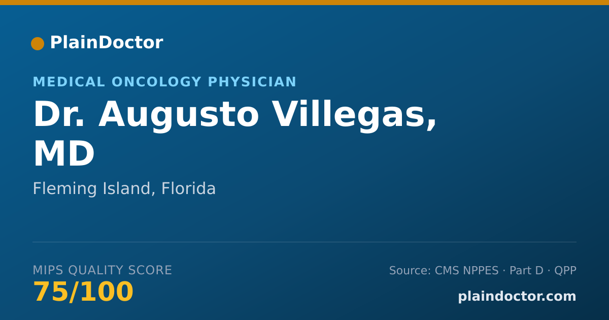 Shareable card for Augusto Villegas, MD - Medical Oncology Physician, Fleming Island, FL