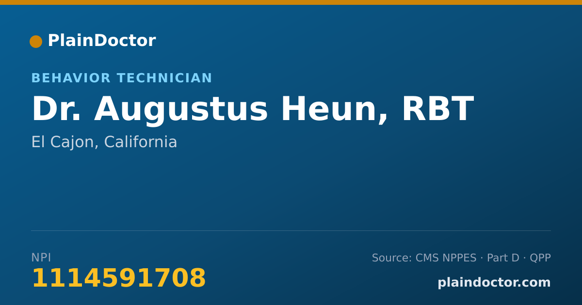 Shareable card for Augustus Heun, RBT - Behavior Technician, El Cajon, CA