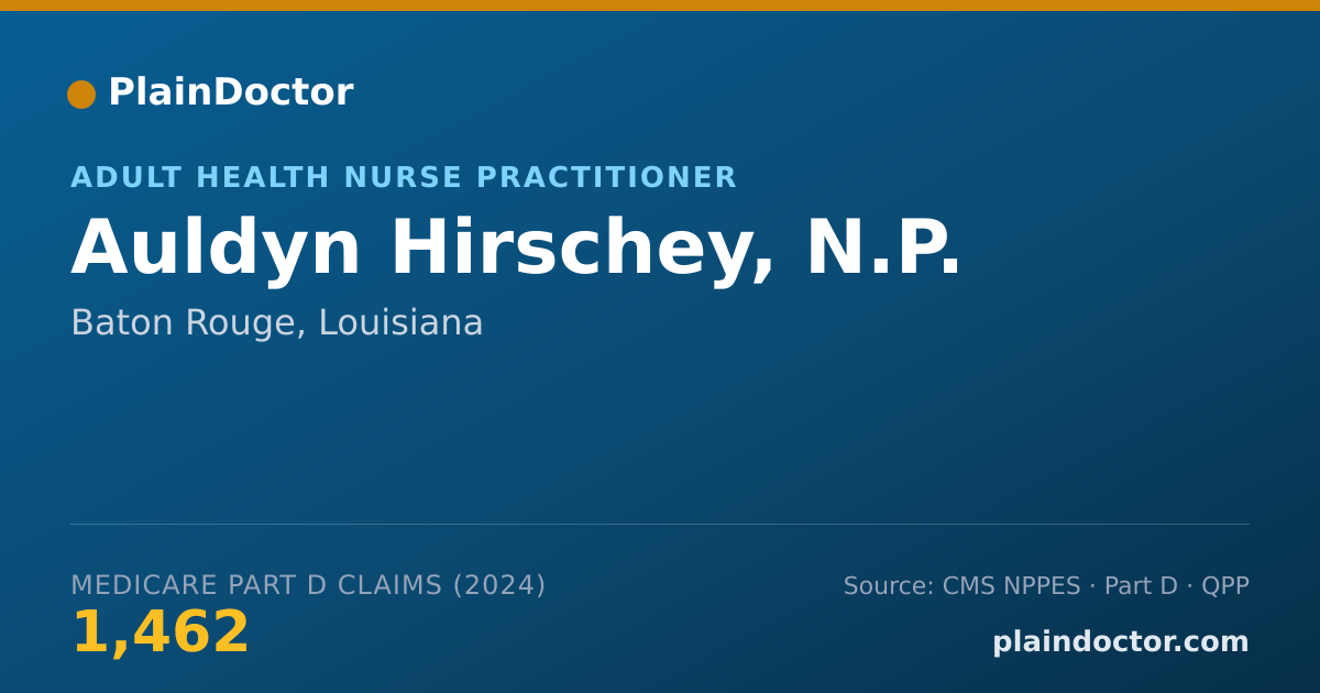 Shareable card for Auldyn Hirschey, N.P. - Adult Health Nurse Practitioner, Baton Rouge, LA