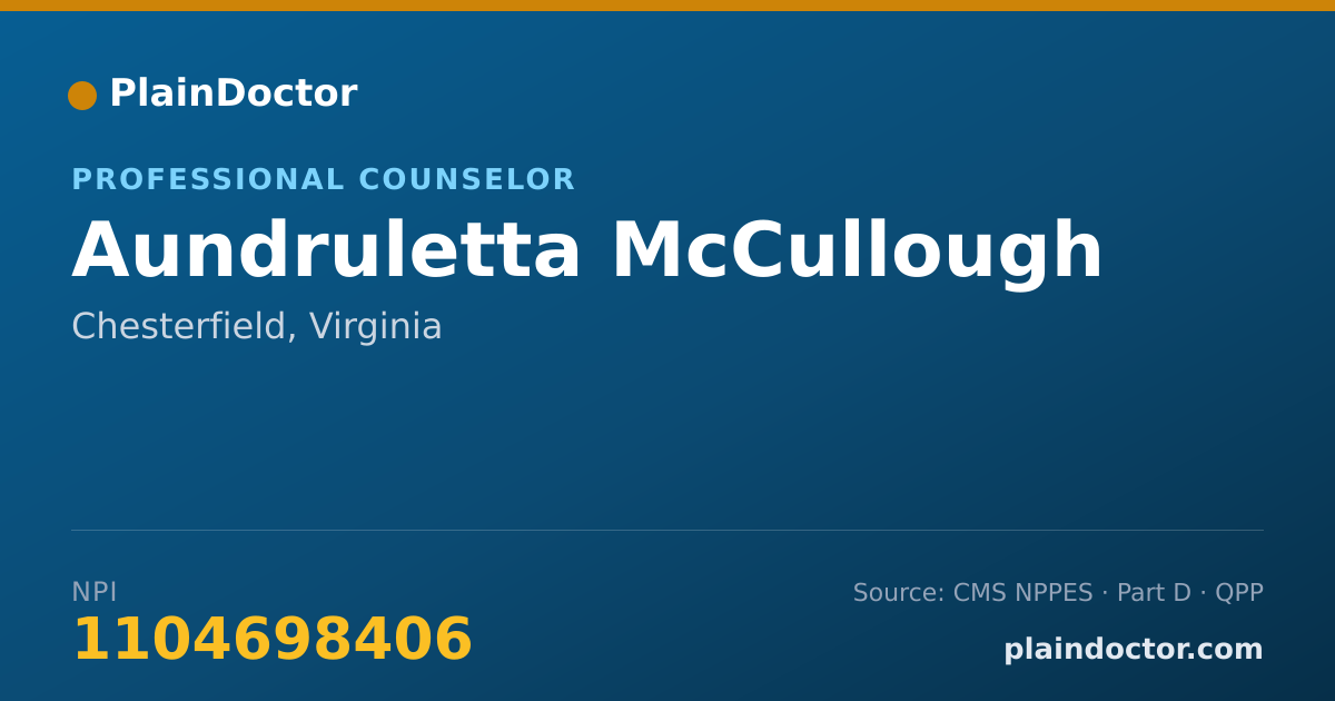 Shareable card for Aundruletta McCullough - Professional Counselor, Chesterfield, VA