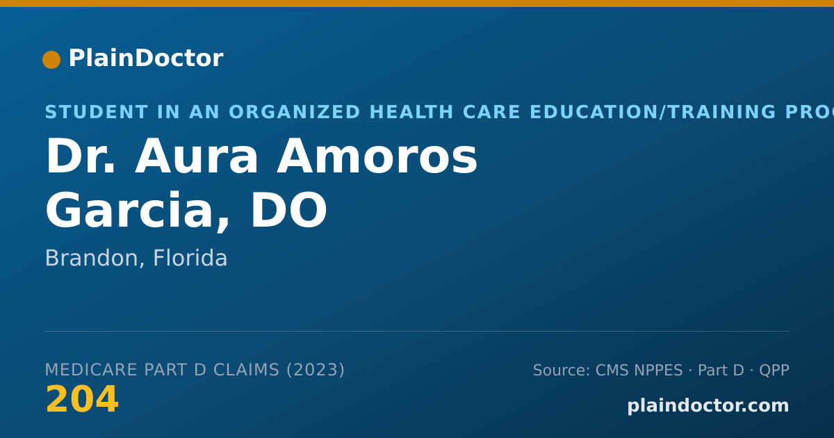 Shareable card for Aura Amoros Garcia, DO - Student in an Organized Health Care Education/Training Program, Brandon, FL