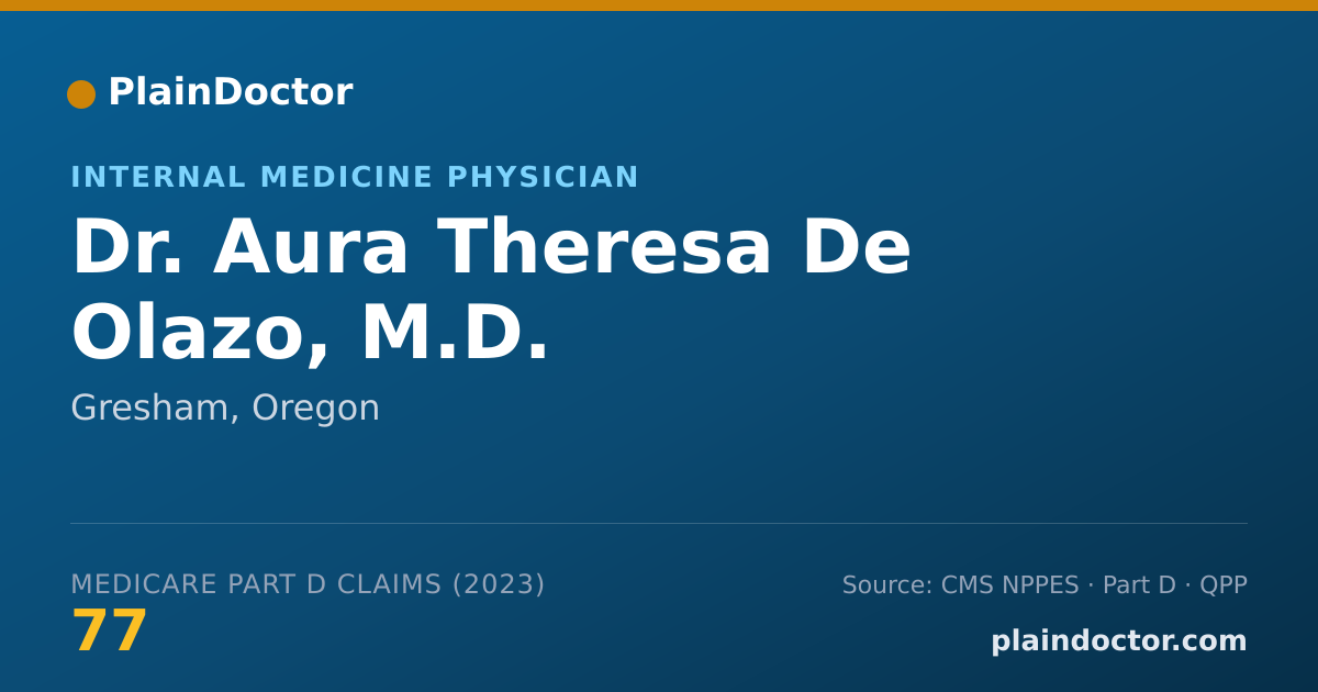 Shareable card for Aura Theresa De Olazo, M.D. - Internal Medicine Physician, Gresham, OR