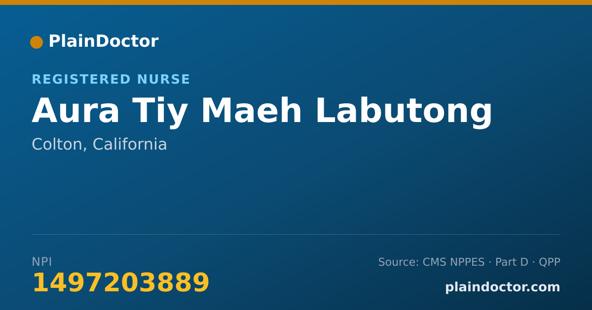 Shareable card for Aura Tiy Maeh Labutong - Registered Nurse, Colton, CA