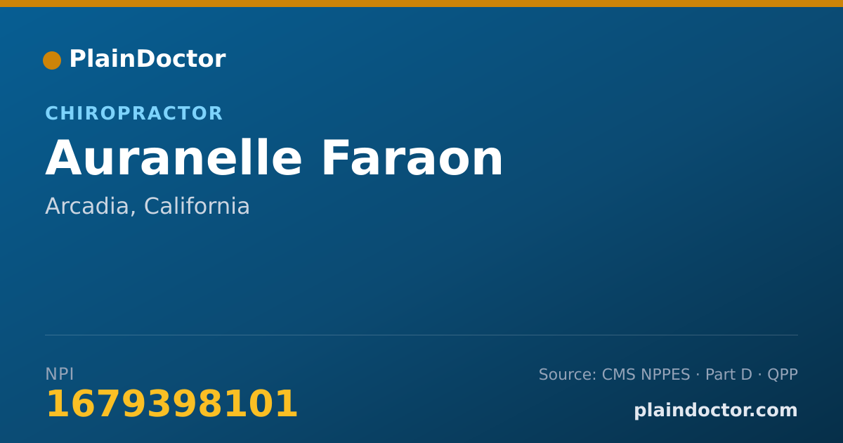 Shareable card for Auranelle Faraon - Chiropractor, Arcadia, CA