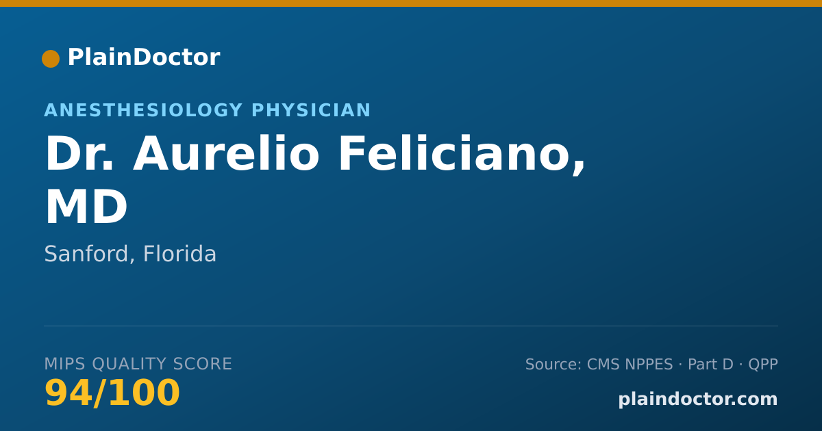 Shareable card for Aurelio Feliciano, MD - Anesthesiology Physician, Sanford, FL