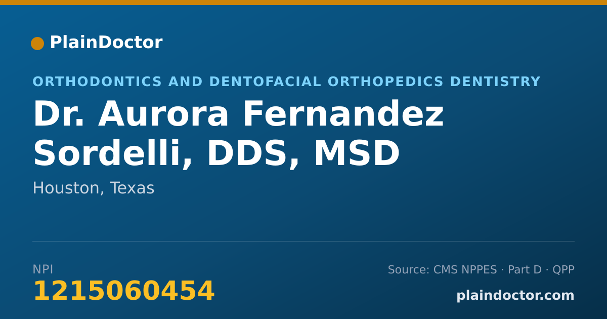 Shareable card for Aurora Fernandez Sordelli, DDS, MSD - Orthodontics and Dentofacial Orthopedics Dentistry, Houston, TX
