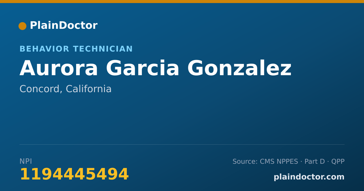 Shareable card for Aurora Garcia Gonzalez - Behavior Technician, Concord, CA