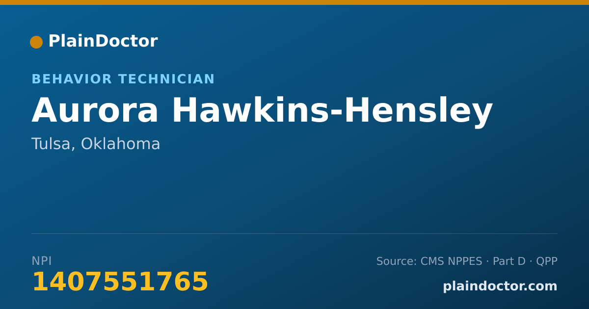 Shareable card for Aurora Hawkins-Hensley - Behavior Technician, Tulsa, OK