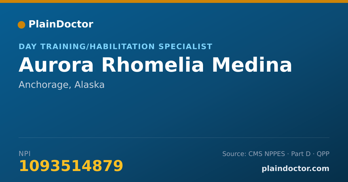 Shareable card for Aurora Rhomelia Medina - Day Training/Habilitation Specialist, Anchorage, AK