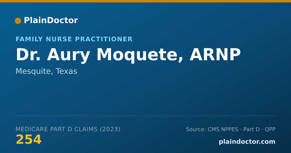 Shareable card for Aury Moquete, ARNP - Family Nurse Practitioner, Mesquite, TX