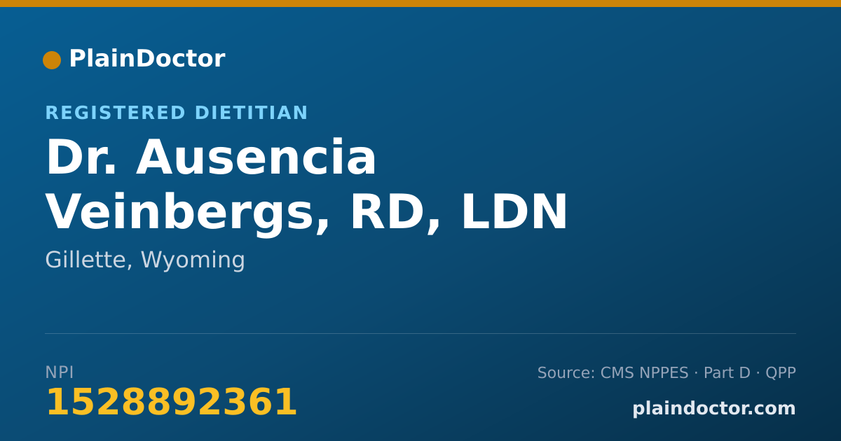Shareable card for Ausencia Veinbergs, RD, LDN - Registered Dietitian, Gillette, WY