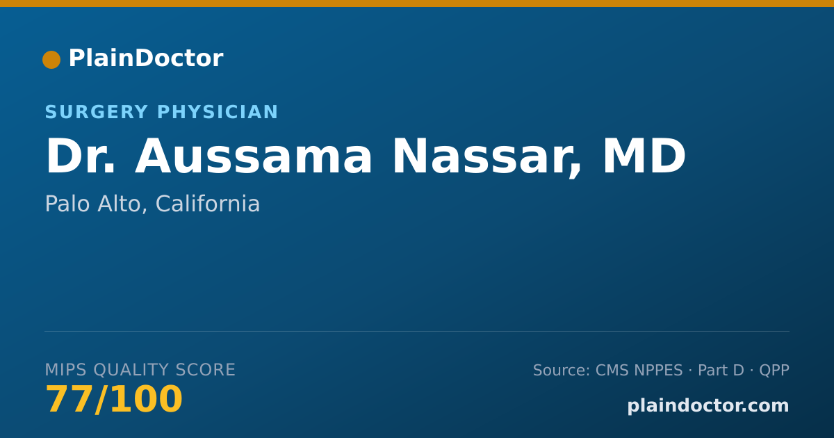 Shareable card for Aussama Nassar, MD - Surgery Physician, Palo Alto, CA