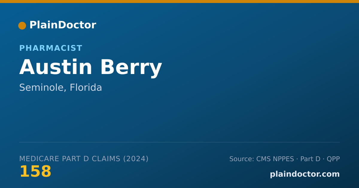 Shareable card for Austin Berry - Pharmacist, Seminole, FL