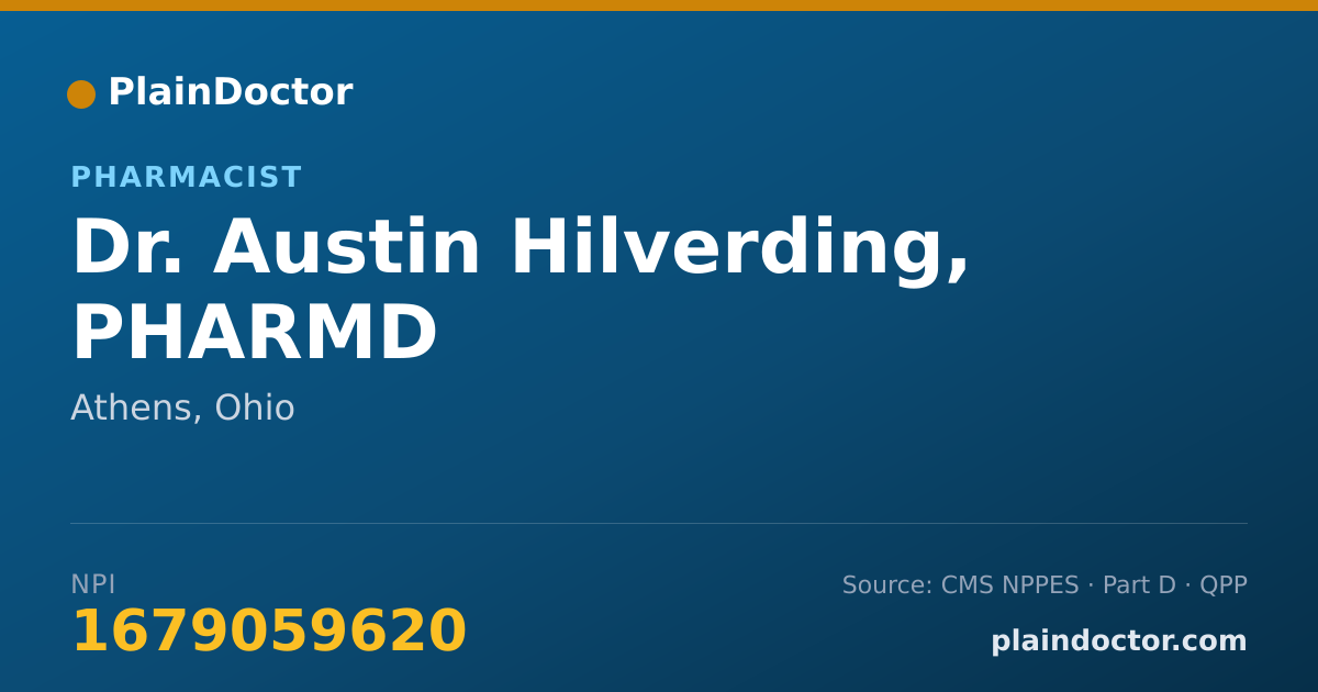 Shareable card for Austin Hilverding, PHARMD - Pharmacist, Athens, OH