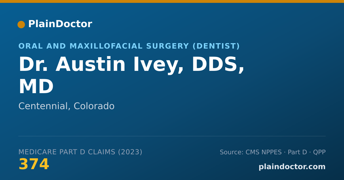 Shareable card for Austin Ivey, DDS, MD - Oral and Maxillofacial Surgery (Dentist), Centennial, CO
