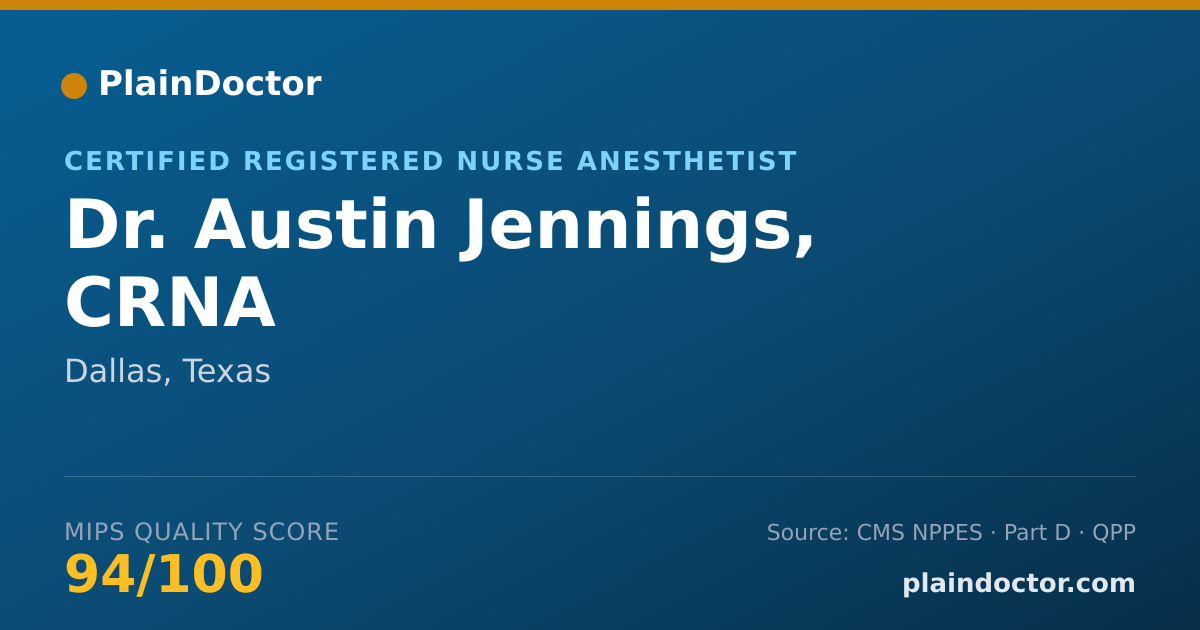 Shareable card for Austin Jennings, CRNA - Certified Registered Nurse Anesthetist, Dallas, TX