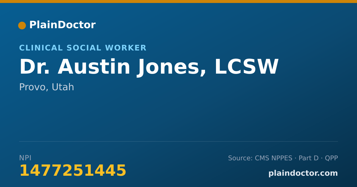 Shareable card for Austin Jones, LCSW - Clinical Social Worker, Provo, UT