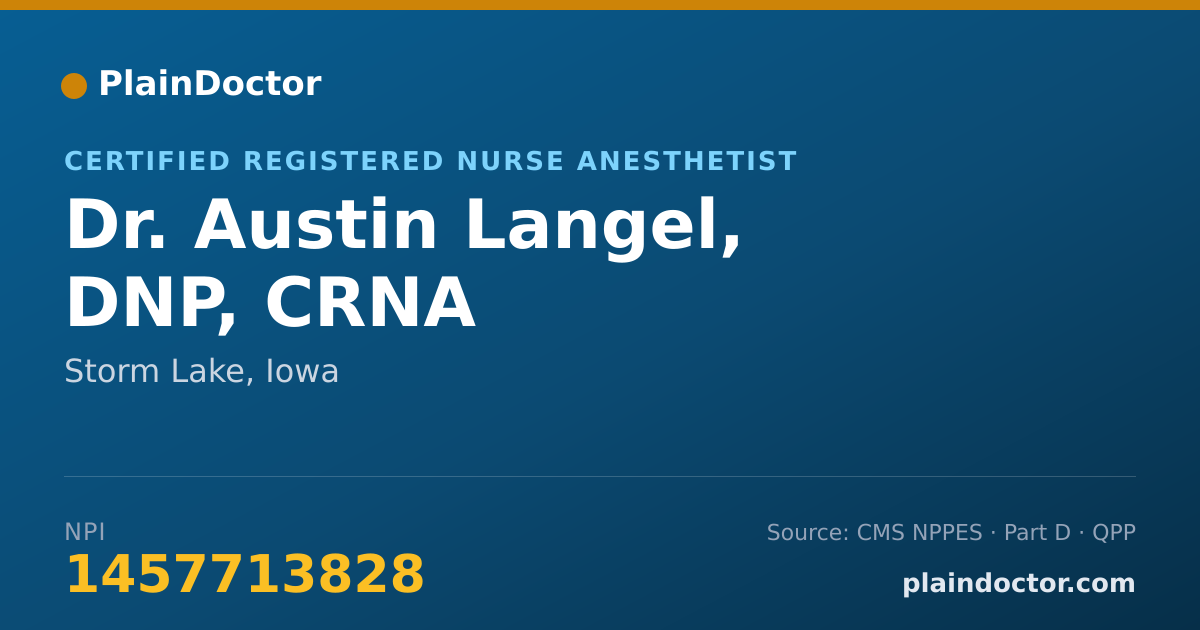 Shareable card for Austin Langel, DNP, CRNA - Certified Registered Nurse Anesthetist, Storm Lake, IA