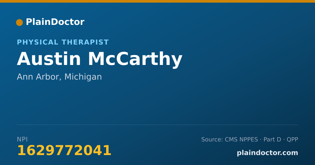 Shareable card for Austin McCarthy - Physical Therapist, Ann Arbor, MI