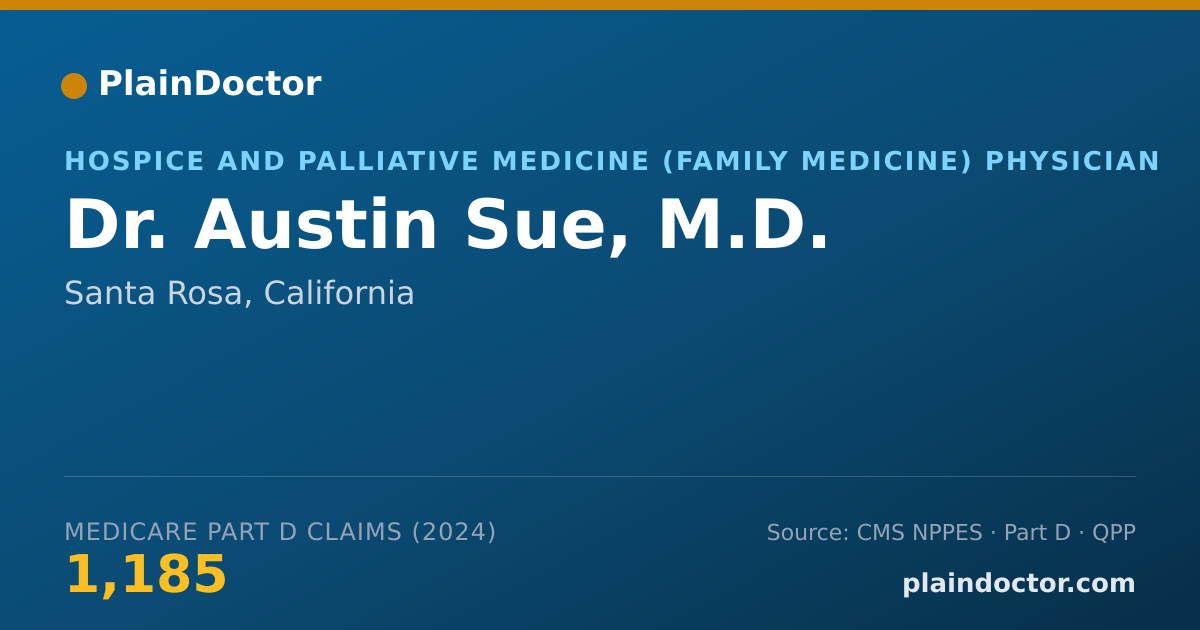 Shareable card for Austin Sue, M.D. - Hospice and Palliative Medicine (Family Medicine) Physician, Santa Rosa, CA