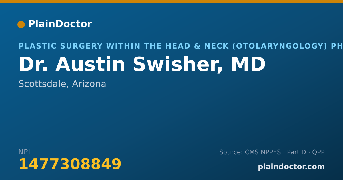 Shareable card for Austin Swisher, MD - Plastic Surgery within the Head & Neck (Otolaryngology) Physician, Scottsdale, AZ