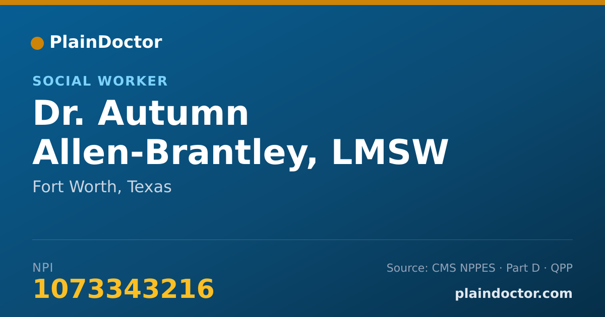 Shareable card for Autumn Allen-Brantley, LMSW - Social Worker, Fort Worth, TX