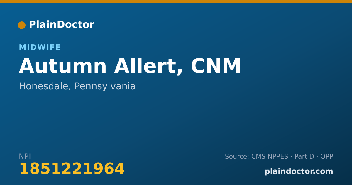 Shareable card for Autumn Allert, CNM - Midwife, Honesdale, PA