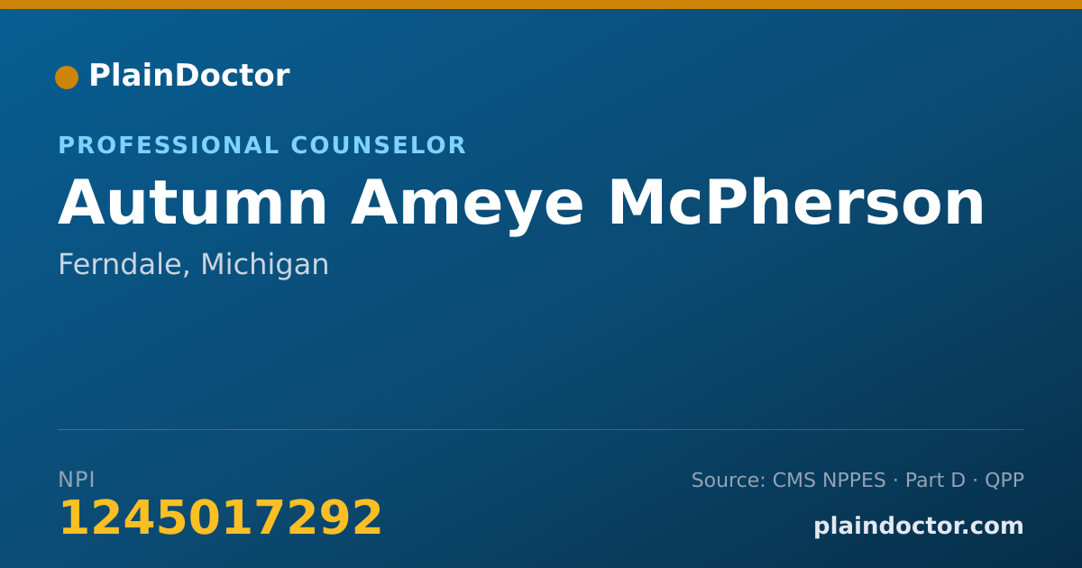 Shareable card for Autumn Ameye McPherson - Professional Counselor, Ferndale, MI
