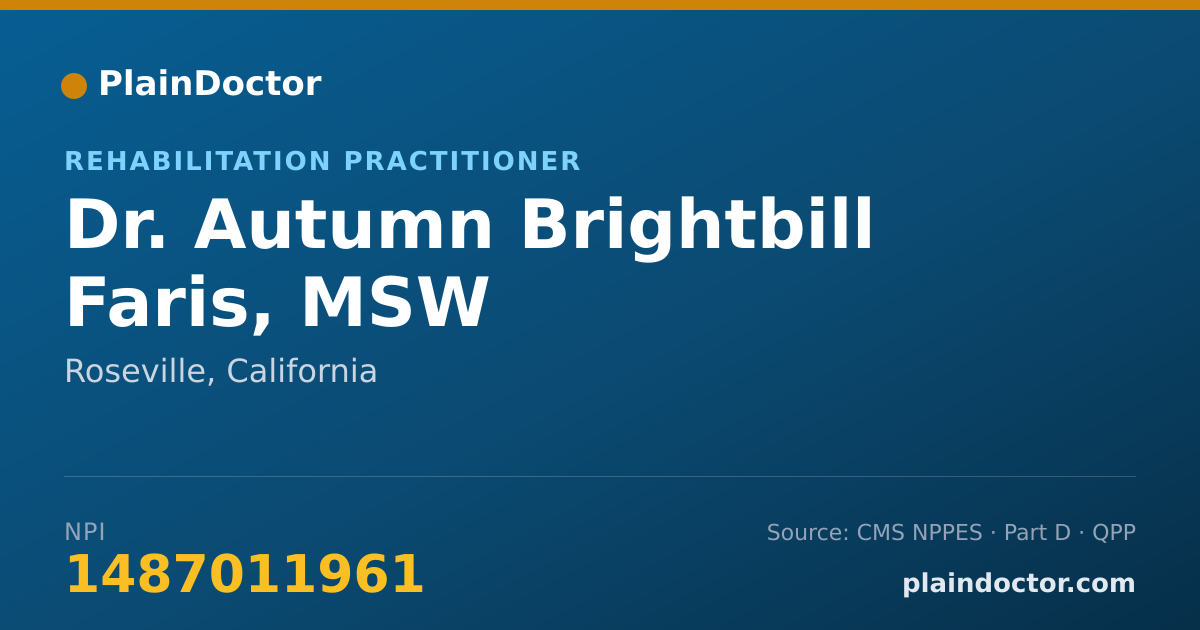 Shareable card for Autumn Brightbill Faris, MSW - Rehabilitation Practitioner, Roseville, CA