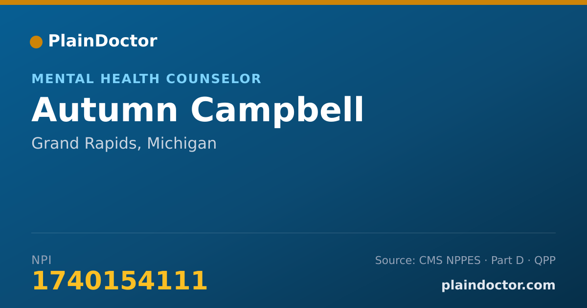 Shareable card for Autumn Campbell - Mental Health Counselor, Grand Rapids, MI