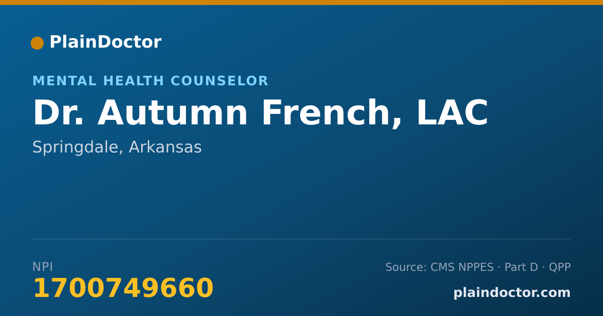 Shareable card for Autumn French, LAC - Mental Health Counselor, Springdale, AR