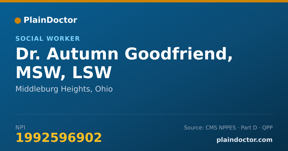 Shareable card for Autumn Goodfriend, MSW, LSW - Social Worker, Middleburg Heights, OH