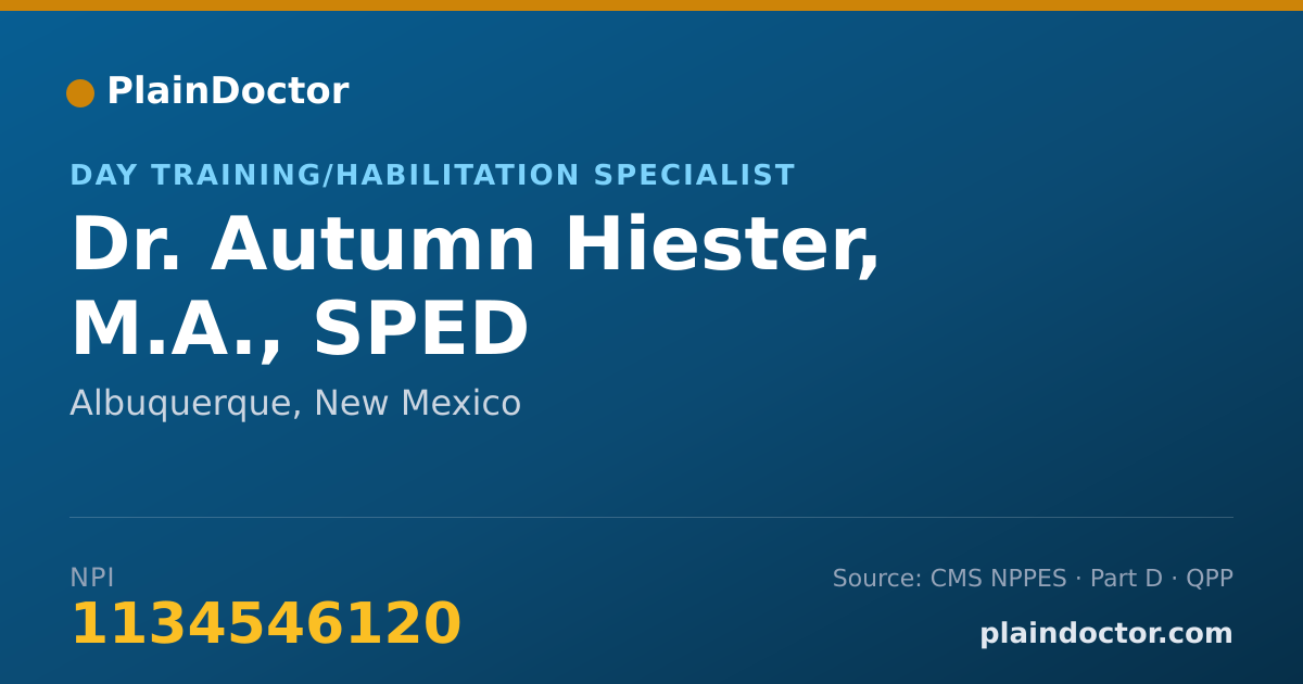 Shareable card for Autumn Hiester, M.A., SPED - Day Training/Habilitation Specialist, Albuquerque, NM
