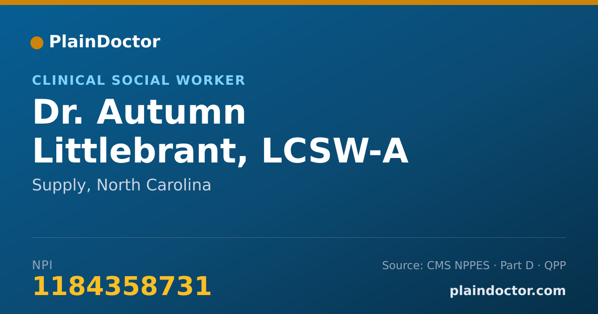 Shareable card for Autumn Littlebrant, LCSW-A - Clinical Social Worker, Supply, NC