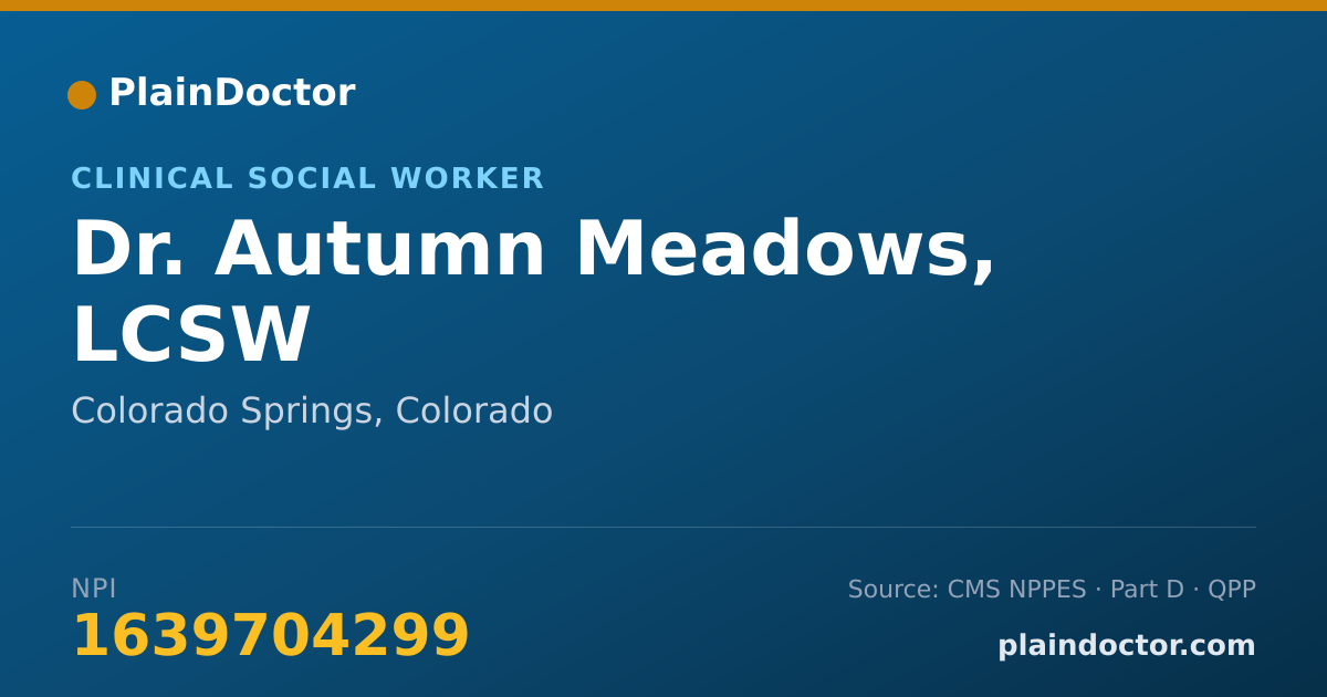 Shareable card for Autumn Meadows, LCSW - Clinical Social Worker, Colorado Springs, CO