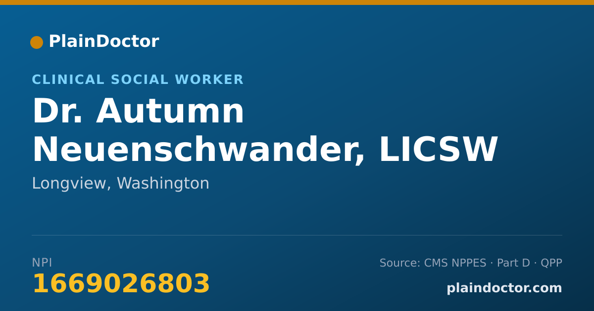 Shareable card for Autumn Neuenschwander, LICSW - Clinical Social Worker, Longview, WA