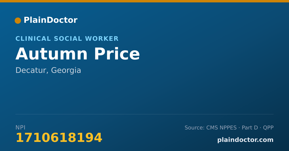 Shareable card for Autumn Price - Clinical Social Worker, Decatur, GA