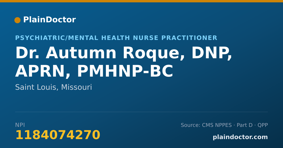 Shareable card for Autumn Roque, DNP, APRN, PMHNP-BC - Psychiatric/Mental Health Nurse Practitioner, Saint Louis, MO